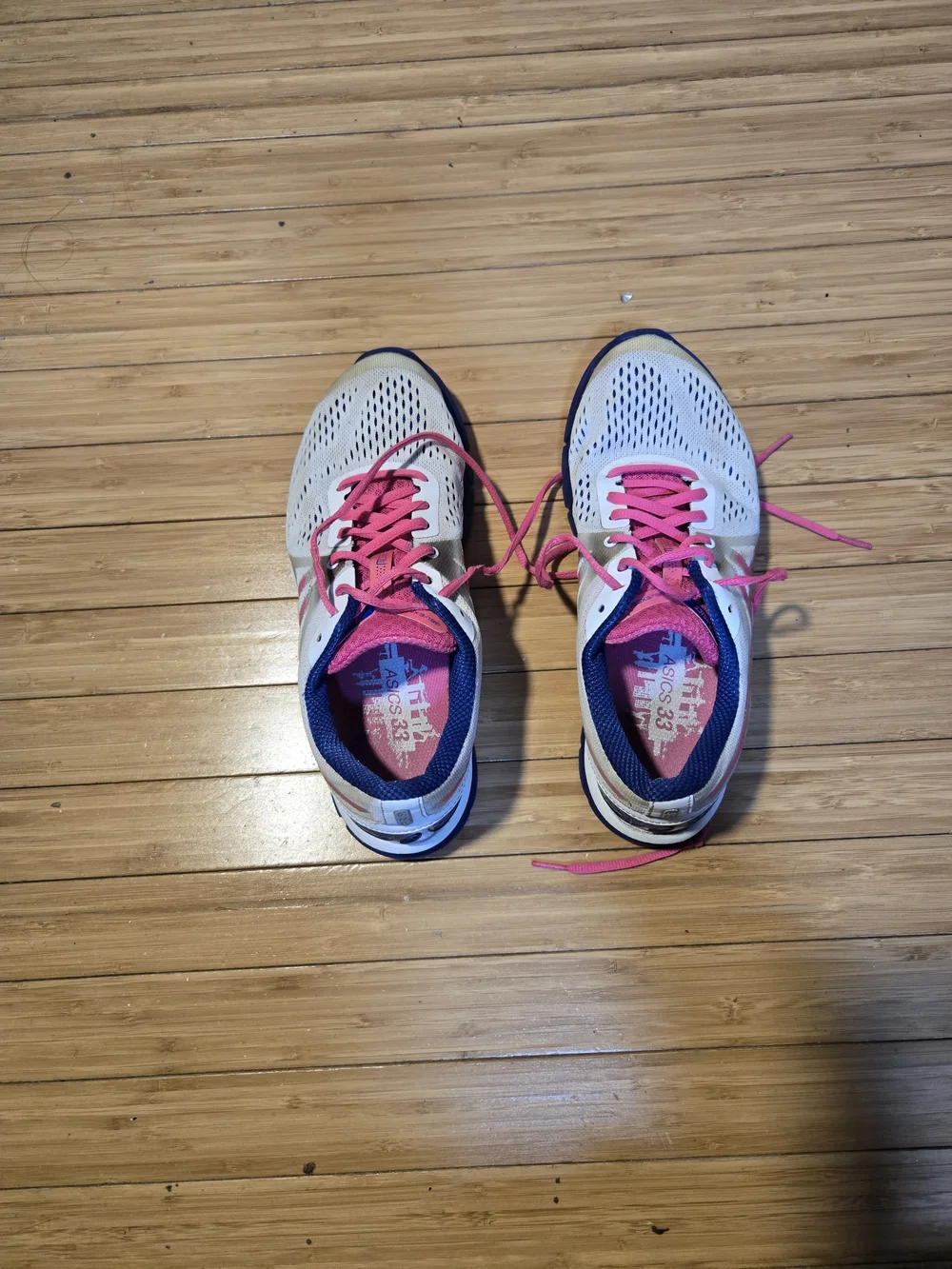 Women's Running Sneakers - White with Pink & Navy